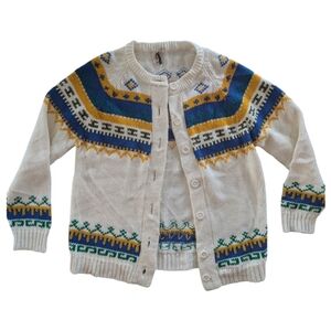 Vintage Knit Cardigan Sweater Fairisle Womens Medium
